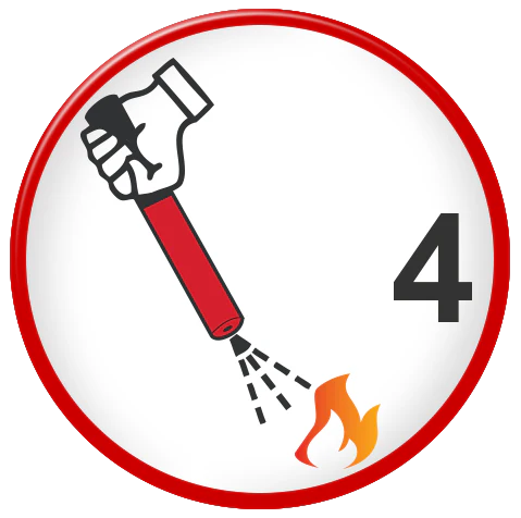 Point the aerosol at the base of the flames.